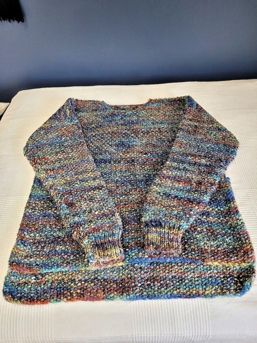🍂 Handmade Multicolor Chunky Knit Oversized Sweater